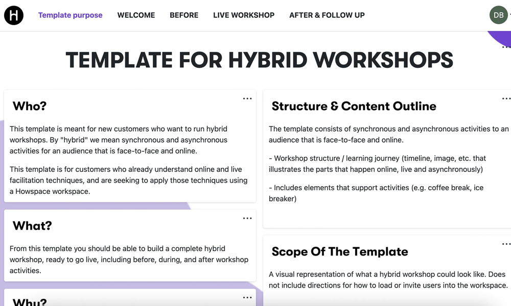 Design a hybrid workshop template