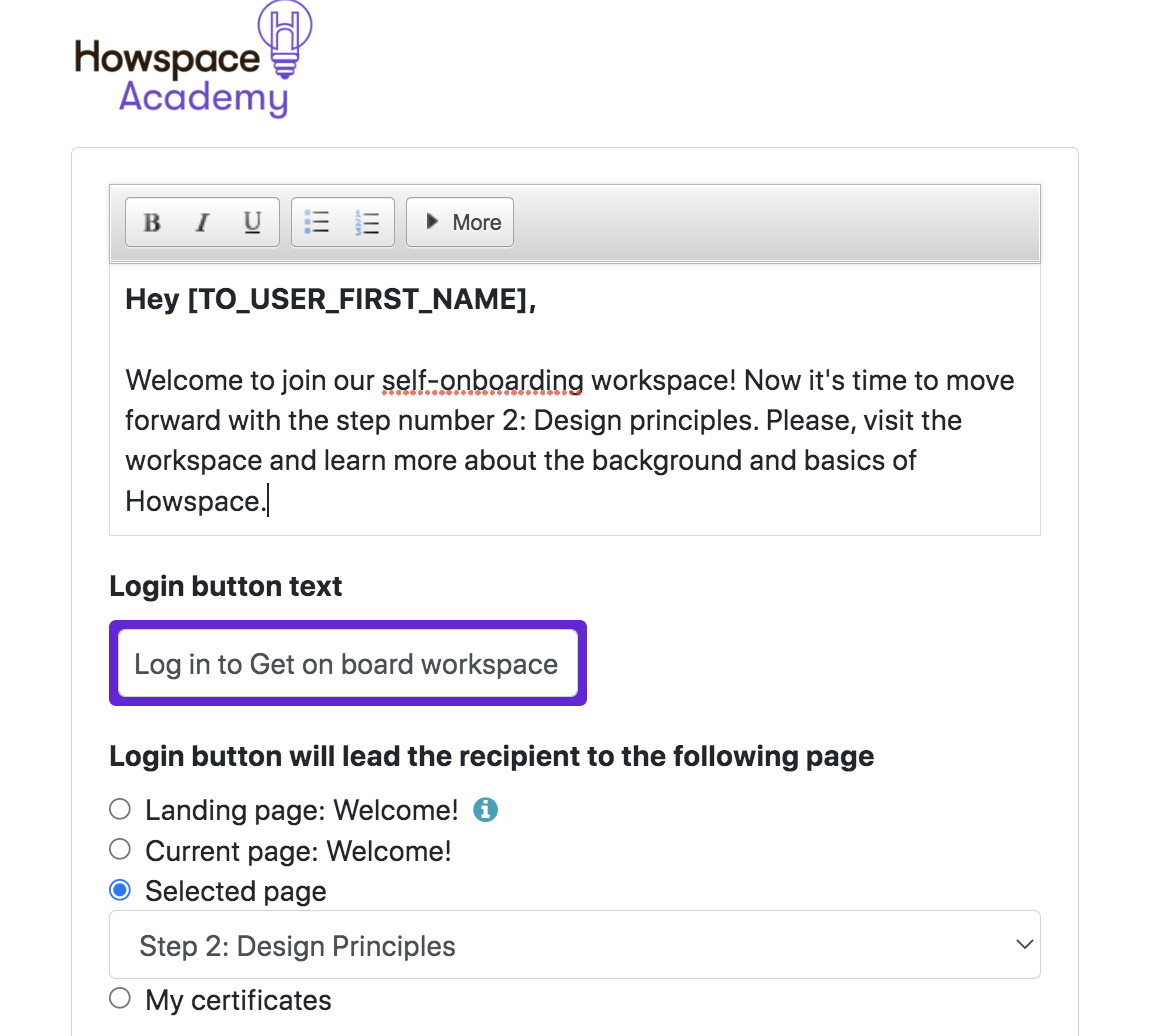 Howspace email invitation
