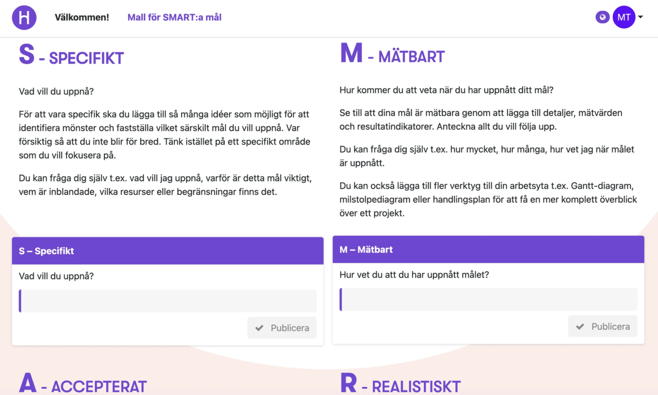 Mall med SMART:a mål